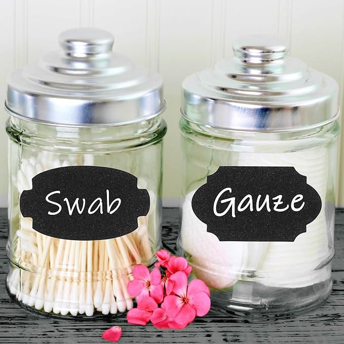Mr. Pen- Chalkboard Labels, 150 pcs, Assorted Shapes | Waterproof Reusable Blackboard Stickers with 1 Erasable Liquid Chalk Marker for Mason Jars