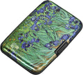 ELFISH Mini RFID Aluminum Wallet Credit Cards Holder Business Card Case Metal ID Case for Men Women(Iris Flower)