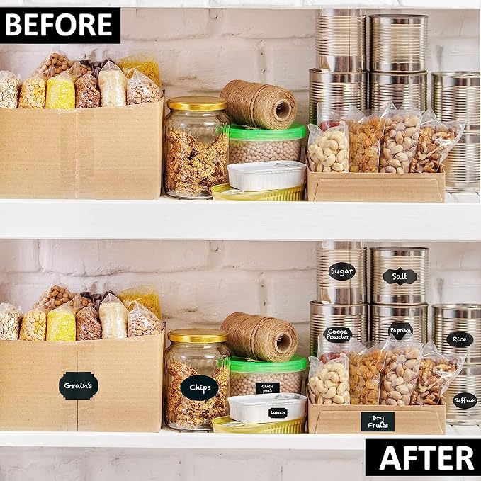 Chalkboard Labels Roll for Jars 220pcs Wavy Shape - Waterproof Reusable Chalk Sticker Labels for Containers Storage Jars - Includes Erasable Liquid Chalk Marker & Mini Towel