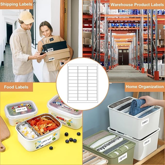 1" X 2-5/8" 30 Up Mailing Labels for Laser/Inkjet Printer, Address Labels, Shipping mailing Labels, 30 per Sheet Return Address Labels (25 Sheets - 750 Labels)
