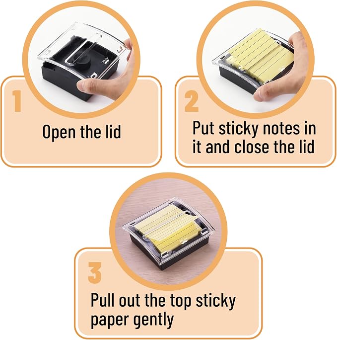 Mr. Pen- Pop Up Note Dispenser, 3" x 3", 3 Pack, Black Base, Clear Top | Sticky Note Dispenser, Sticky Note Holder for Desk