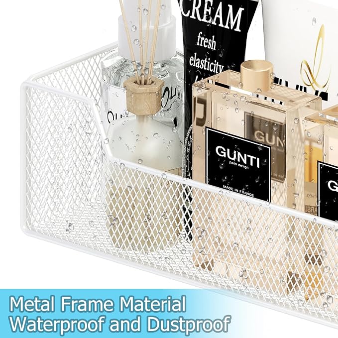 Hongtamoya Adjustable Over The Door Organizer, Metal Hanging Door Organizer with 6 Baskets and 5 Hooks, Behind The Door Storage for Closet Pantry Cabinet Kitchen Bathroom, White