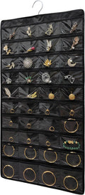 Hanging Jewelry Organizer for Closet Wall Door Double-Sided Jewelry Holder for Earrings, Necklaces, Rings 1 Pcs (Black)