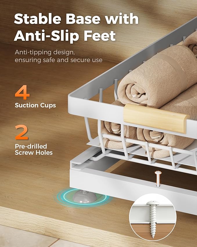 Sevenblue 3 Pack Under Sink Organizer, Multi-Purpose 2 Tier Pull-Out Metal Under Kitchen Sink Organizer, Height Adjustable Storage Shelves for Kitchen Bathroom Cabinet (White)