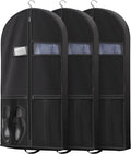 Lazebox 43" Travel Garment Bag with Accessories Zipper Pocket, Heavy Duty Suit Bag for Suits, Tuxedos, Dresses, Coats, Black, 3 packs