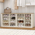 Hzuaneri Shoe Storage Bench, Wooden Entryway Shoe Benches with Cubby | Widened Wooden Farmhouse Shoe Bench with Compartments, Shoe Rack Benches for Cloakroom, Living Room, Antique White SB24614X