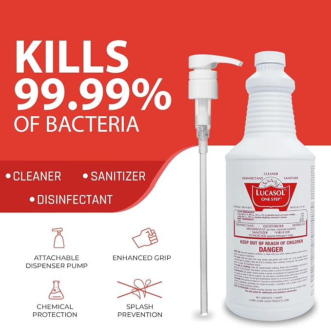 Lucasol One Step Sanitizer Hospital Grade Disinfectant Attachable Pump