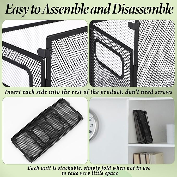 2 Pack Hanging File Holder, 10 Hanging Folders, Metal Mesh, Letter Size Folder Storage, Desktop Storage Cabinets, Office School Document(Green,Small)