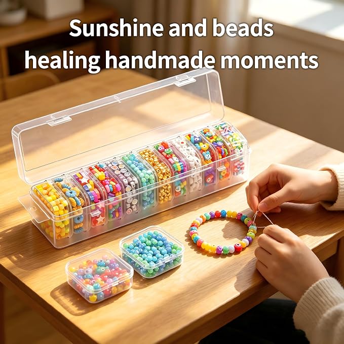 Bead Organizer Box, 13 Pcs Compartments Clear Plastic Storage Containers Set for Bracelet Making DIY, Jewelry, Small Parts