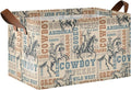 Western Cowboy Horses Retro Vintage 70s 80s Storage Bins for Shelves with Labels&Handles Fabric Organizer Bin Foldable Rectangle Storage Basket Boxes for Closet, Bathroom, Home, Living Room