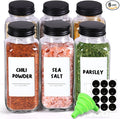 ComSaf Glass Spice Jars with with Labels 8 oz 6 Pack Square | Empty Containers, Seasoning Herbs Powders, Salt Pepper Chili, Spice Rack Organization, Kitchen Cabinet Storage