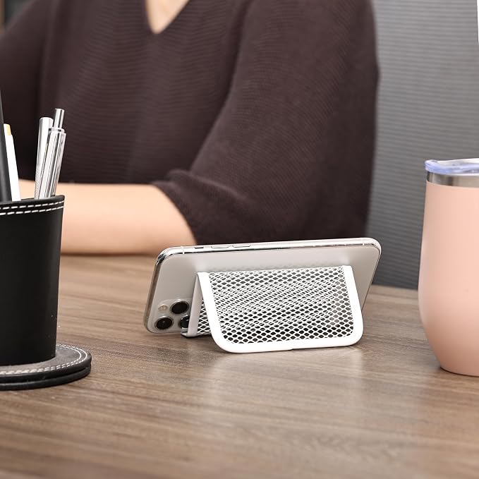 Mr. Pen- Metal Mesh Business Card Holders, 3 Pack, White | Durable Stainless Steel Card Stand for Desk, Office, and Business Use, Straight, Flat and Smooth Design