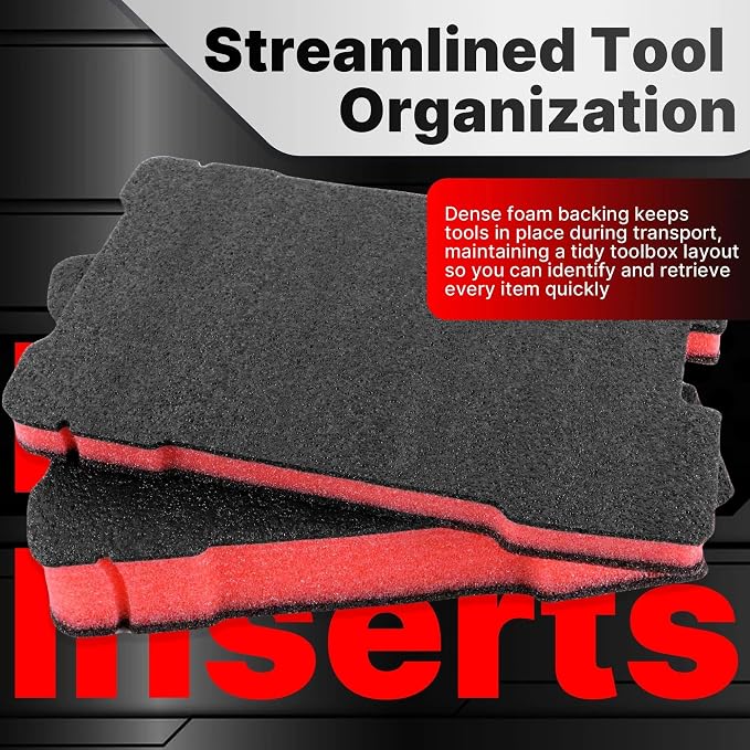 2 Pack Foam Inserts Compatible with 8435 Series Tool Box — 25mm and 60mm Customizable Red & Black Foam Inserts, DIY Cut-to-Fit Protection
