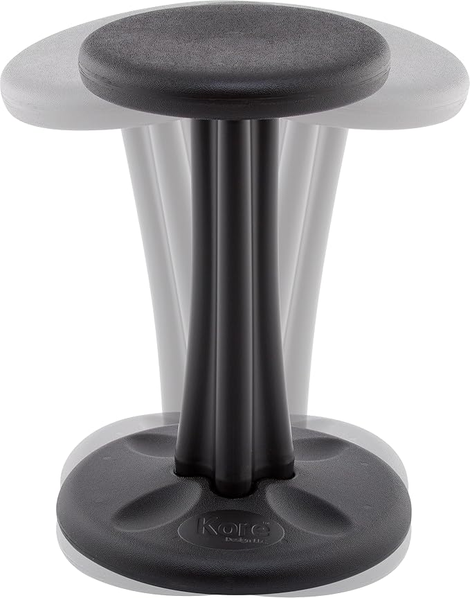 KORE DESIGN Wobble Stool Chair, Girls + Boys Kid Desk Stools, Ergonomic Small Office Chairs, Flexible Seating for Active Kids, ADD/ADHD, Classroom, School, Home, Pre-Teen (18.7in), Age 10-11 yr, Black