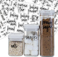 180 Pantry Labels, Prefdo Waterproof White Script Preprinted Food Names Label Stickers for Kitchen Organization Storage Containers, Jars & Canisters (Black)