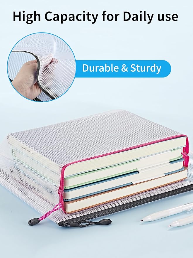 JARLINK 30 Pcs Mesh Zipper Pouch Bags, 8 Sizes Waterproof Zipper Bags | Multi-use Travel Bags for Office, School, Board Game, Puzzles, Cosmetics, Travel Accessories, and Home Organization, 9 colors