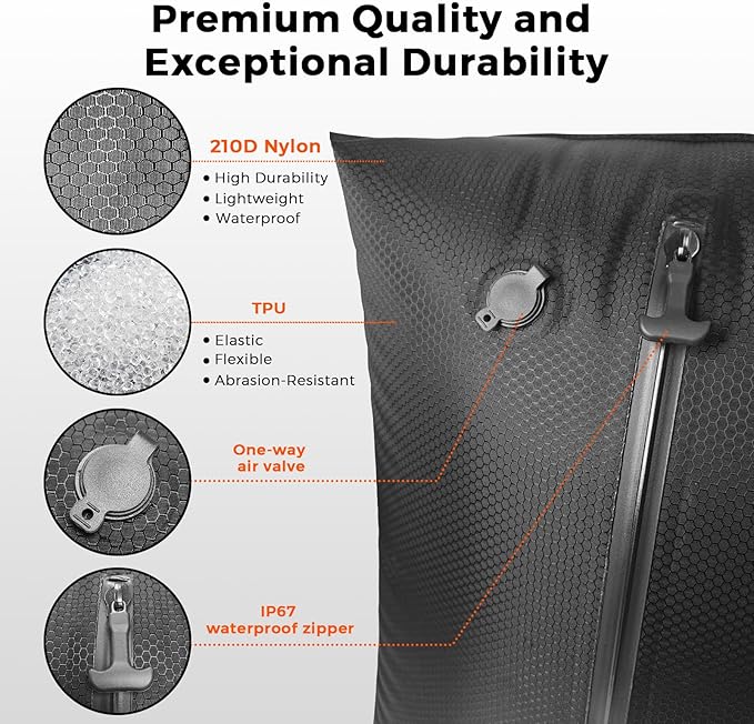 Travel Vacuum Bags with Pump, IP67 Reusable Vacuum Compression Bags for Travel, Backpack & Suitcases | Space-Saving Vacuum Seal Packing Cubes for Clothing (1PC-L-PUMP)