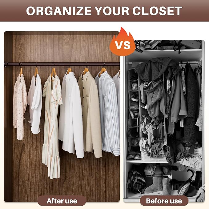 SUTINE Closet Rod - Closet Rods for Hanging Clothes, 17 to 82 inch Adjustable Closet Hanging Rod, Heavy Duty Clothes Rod Clothing Bar, Closet Poles for Hanging Clothes for Wardrobes, Shower Curtain
