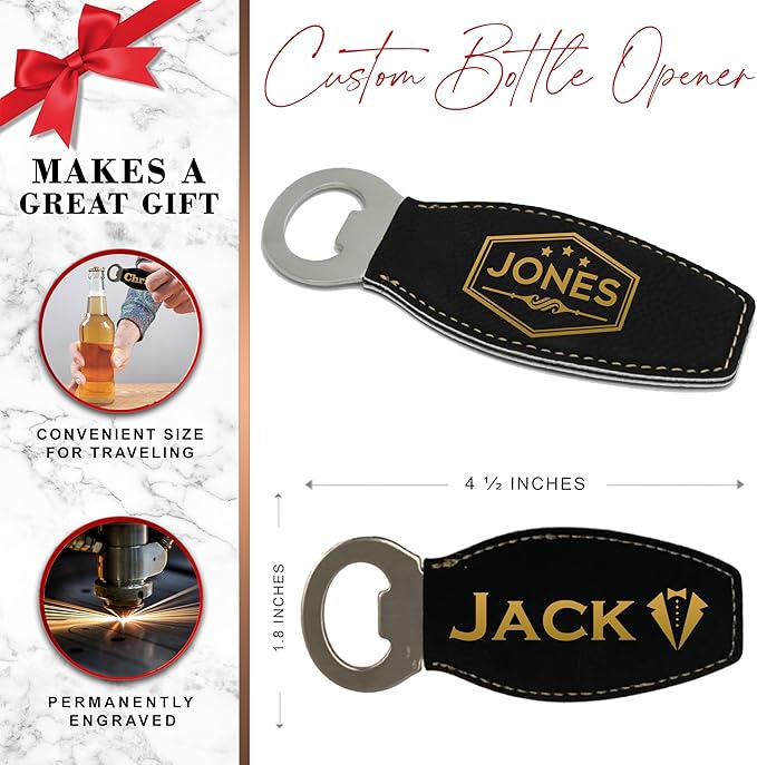 The Wedding Party Store Custom Engraved and Personalized Beer Bottle Opener for Groomsmen Housewarming