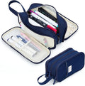 Pencil Case Pouch, Large Capacity Pencil Box Bag, Aesthetic Pen Organizer for School Supplies, Cute Preppy Stuff for Girls Boys Kids, Back to College Stationery, Navy Blue
