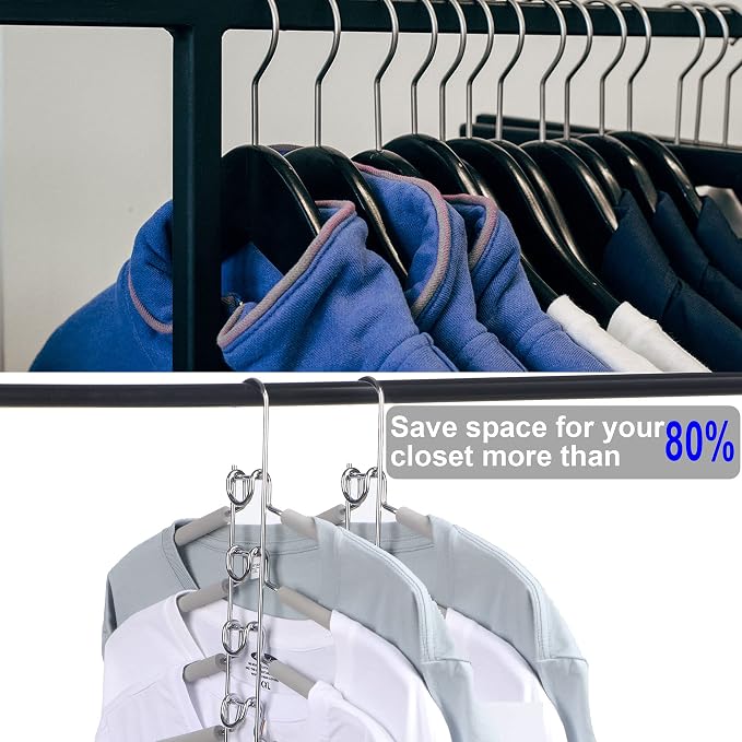 Space Saving Hangers for Clothes 2 Pack Closet Storage | Heavy Duty Non-slip Foam Padded, Detachable Design. Fits Shirts, Coats, Suits. Perfect Storage for Dorms & Apartments