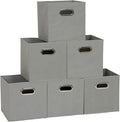 Household Essentials Fabric Storage Bins in Strong Poly‑Woven Fabric, Sturdy Chipboard Sides, Grommet Front Handle, Dove Gray Finish, Set of 6