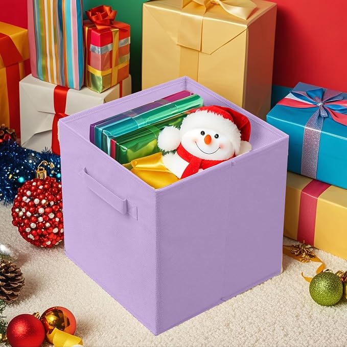 ShellKingdom Storage Bins, Foldable Fabric Storage Cube And Cloth Organizer | Storage Drawer For Closet And Toys, 13 X 13 X 13 INCH, 6 Pack (Lavender)