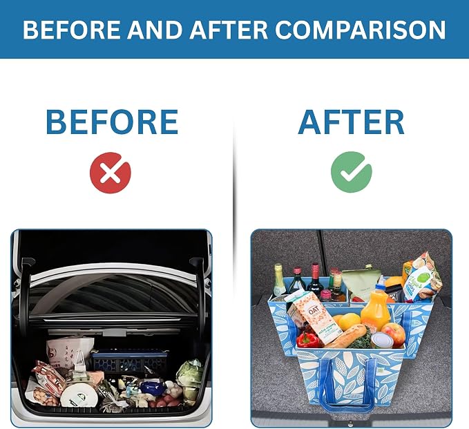 VENO 3 Pack Reusable Grocery Bags, Shopping Bags for Groceries, Tote with Handles and Hard Bottom, Foldable Shopping Cart Organizer, Water Resistant, Heavy-Duty (Spring Breeze, 6 Gallon)