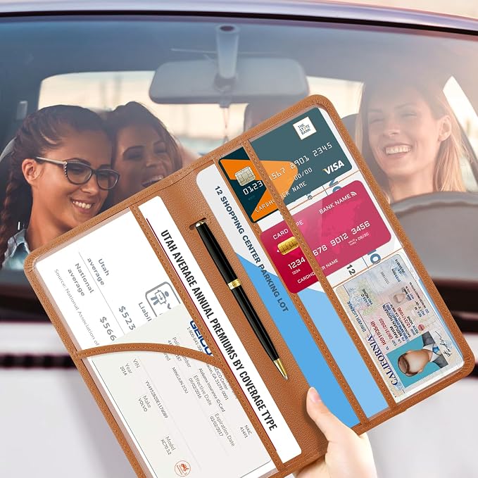 CoBak Car Registration and Insurance Holder | Vehicle Glove Box Organizer, Auto Truck Compartment Document Case with Magnetic Closure for Insurance & Driver License