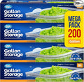 Double Zipper Storage Bags, Gallon Size - 200 Count, (4 packs of 50), Reusable Thick Food Plastic Storage Bags - Microwave-Safe, BPA Free - Resealable Containers for Lunch, Snacks, Meals