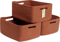 MiniArk Large Storage Baskets for Shelves, 17 x 13 x 7.5” Closet Organizers Bins for Clothes Blanket Towels, Baby Nursery, Toy Baskets Box, Woven Rope Baskets, 3 Packs Oxide Red