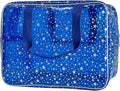 Dark Blue Clear Star Large Cosmetic Bag and Travel Pouch with Handle,Durable Material,Zipper Design-Ideal for Makeup,Travel Essentials (Dark Blue)