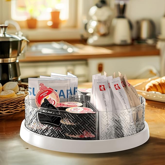 Simple Houseware 12-Inch Lazy Susan Turntable w/Removable Bins & Dividers