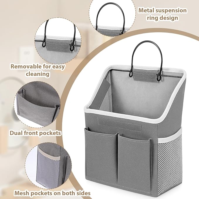 Wall Hanging Storage Bag, Hanging Storage Basket for Organizing, Wall Organizer with Pockets for Bathroom, Bedroom, Dormitory, RV