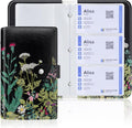 Rouidr Business Card Organizer, RFID Business Credit Card Holder with 96 Card Slots, Portable Leather Card Wallet for Women, Dandelion