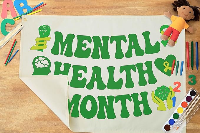 Classroom Wall Banner Decor-Teacher Gift-Inspirational Back to School Wall Art Flag Decor-Mental Health Month-Hanging Canvas Banner for Classroom Reading Corner Homeschool Teacher Office