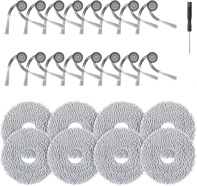 Product Image Qrevo S5V Replacement Parts for Roborock Qrevo S5V / Curv/Edge/Edge S5A / Curv S5X, Accessories Include 8*Mop Pads, 16*Side Brush, 1* Screwdriver