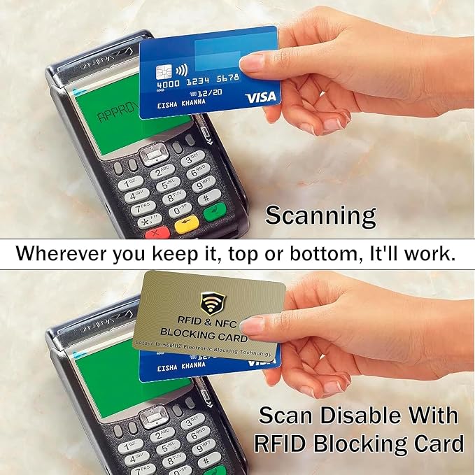 SaiTech IT 50 Pack RFID Blocking Card for Credit Debit ID Card, Golden | Slim Anti-Theft Contactless NFC RFID Blocker Protector, Easily Fit into Wallet and Purse, for Men & Women