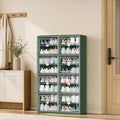 Foldable Shoe Cabinet with Magnetic Clear Doors, Wide Design Shoe Rack for Entryway, Portable Shoe Organizer Meeting Diverse Storage Needs (Green, 2Row 8Tier)