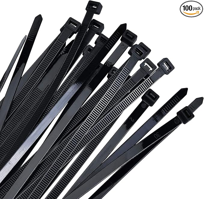 Zip ties 18 inch black Cable ties 100 pcs/Pack outdoor use wire ties with 60 Pounds tensile