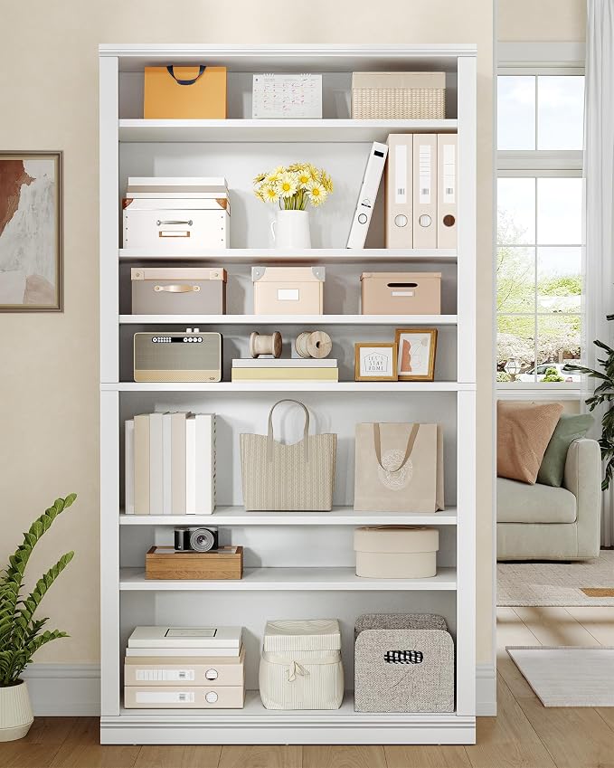 Hzuaneri Shoe Storage Cabinet,10 Tiers Farmhouse Tall Shoe Cubby Organizer | Freestanding Shoe Cabinets, Wooden Shoes Rack with Cubby, 36-40 Pairs, for Entryway, Living Room, White SR59203X