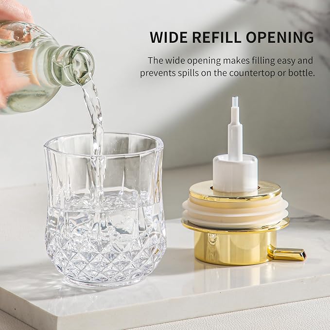 Glass Foam Soap Dispenser Set - 2 Pack Bathroom Hand Soap Dispensers,Refillable Dish Soap Dispenser for Gold Pump,Modern Home Soap Dispenser for Bathroom,Kitchen