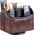 PU Leather 360° Rotatable Remote Control Holder,Nightstand TV Remote Caddy | Office Supplies Desktop Organizer,Spinning Storage Box for Pen,Mail,Phone,DVD, Blu-Ray, Media Player, Heater Controllers
