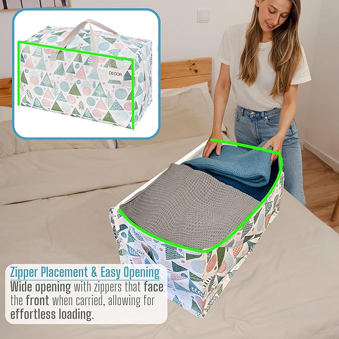 VENO 6 Pack Extra Large Heavy Duty Moving Bags with Wide Opening & Reinforced Handles, Reusable Storage Tote Bags with Strong Zippers for Clothes, College Dorm Essentials & Moving Supplies