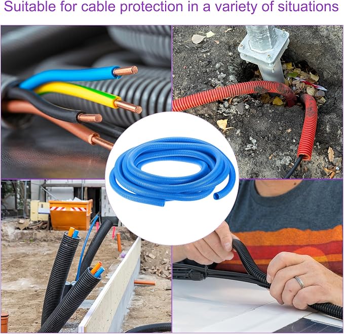DMiotech 50ft Wire Loom Split Tubing 1 1/2 Inch(38 Mm) ID, Cord Protectors from Pet Flexible Conduit Cable Management for Office, Home, Garden, Blue