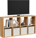 8 Cube Storage Organizer, Cube Shelf with Heavy-Duty Thick Boards, 25.12" L x 9.37" W x 48.74" H, Smooth Easy-Clean Panels, Simple Assembly, for Living Room Bedroom Office, Natural-Oak