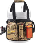 Dr.Fish 5 Gallon Bucket Tool Organizer - Adjustable Gear Bag with 6 Pockets and 2 Rod Holders for Ice Fishing Tackle Storage