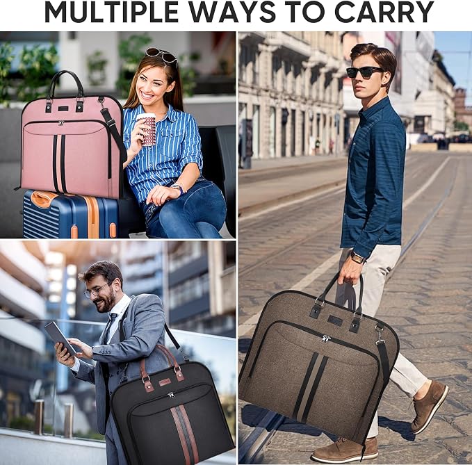BALEINE Travel Garment Bag, Travel Suit Bag for Men, Water Resistant Carry on Garment Bag for Hanging Clothes, Garment Duffel Bag for Travel Business (Grey, 42")