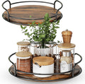 LAMU 2 Pack 9'' 10'' Lazy Susan Turntable Organizer for Table Top Cabinet, Wooden Lazy Susan for Kitchen, Pantry, Countertop, Bathroom Vanity, Spice Organization, Wood Decor