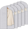 Syeeiex 40" Suit Bag, Set of 5 Garment Bags for Hanging Clothes, Suit Bags for Closet Storage, Garment Bags for Storage Suits,T-shirts, Jackets and Coats(Grey Pattern)